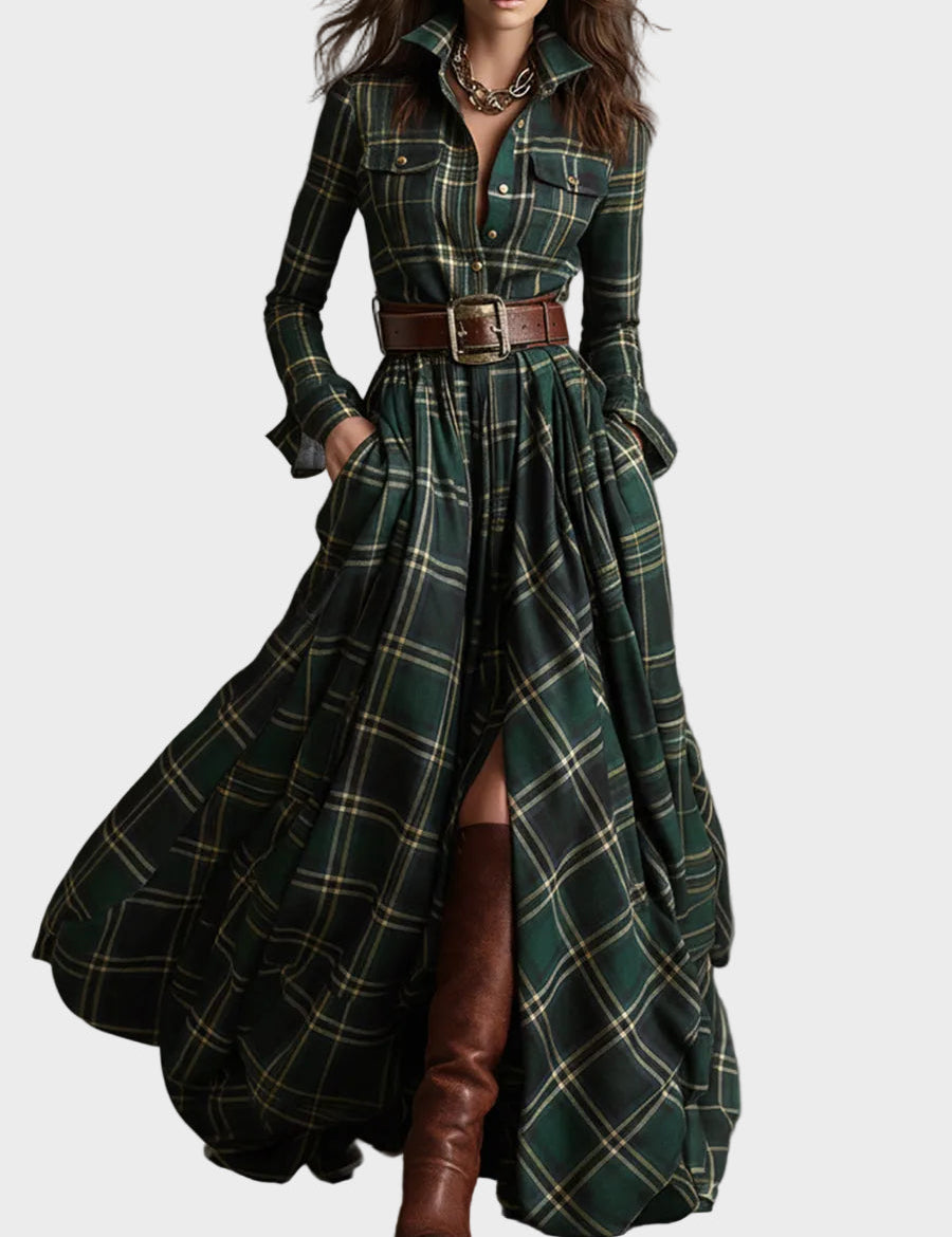 Vestido camisero elegante y clásico Elba, vista posterior
