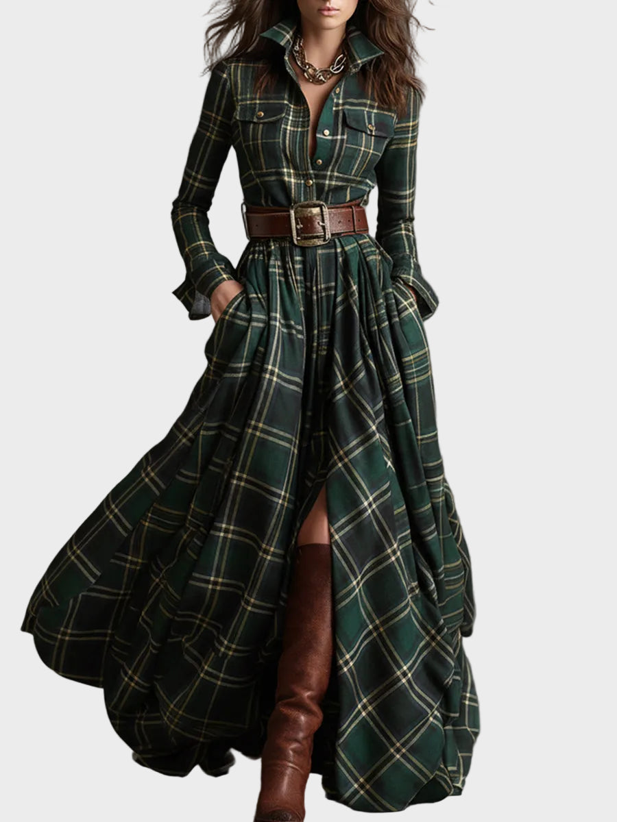 Vestido camisero elegante y clásico Elba, vista posterior