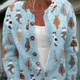 Charlotte | Chaqueta de punto con estampado de gatos