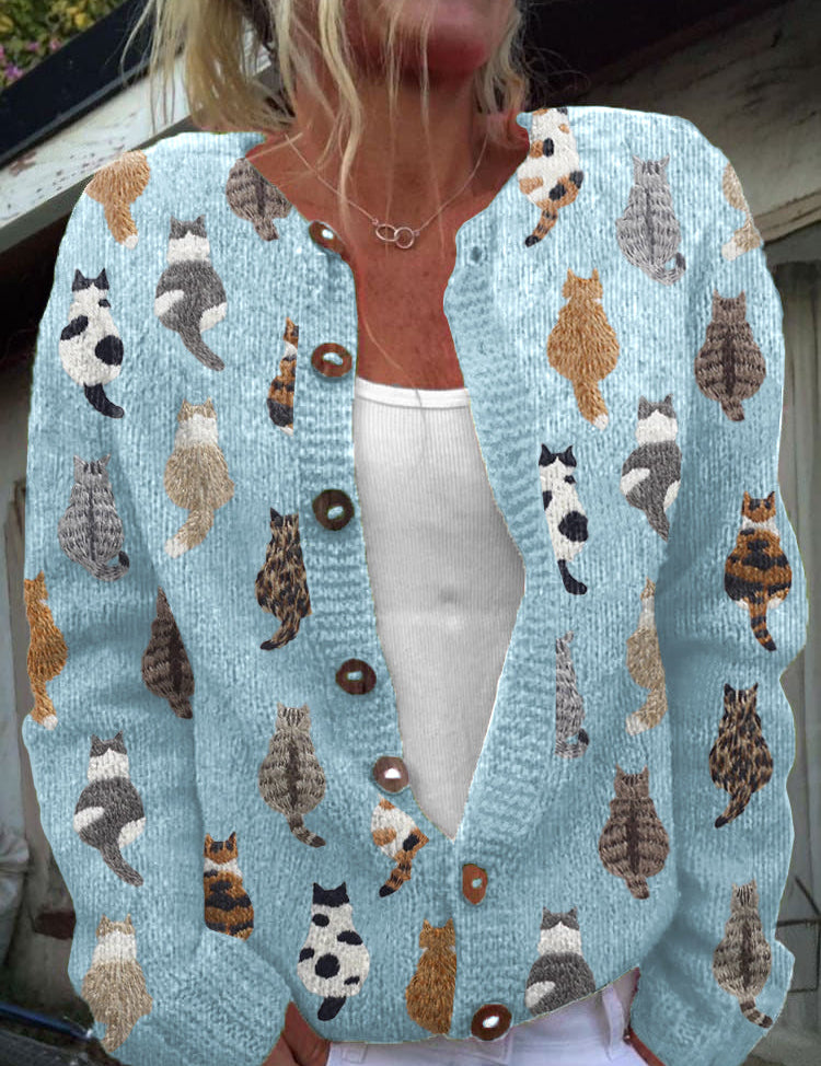 Charlotte | Chaqueta de punto con estampado de gatos