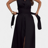 Meryl Vestido Camisero con Botones y Lazo Ajustable