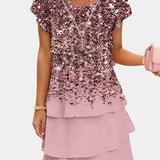 Tamara Vestido de Raso Floral en Capas