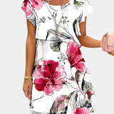 Tamara Vestido de Raso Floral en Capas