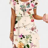 Tamara Vestido de Raso Floral en Capas