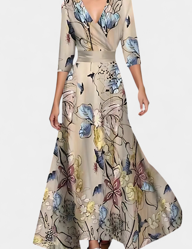 Lauren Vestido Maxi Envolvente Floral