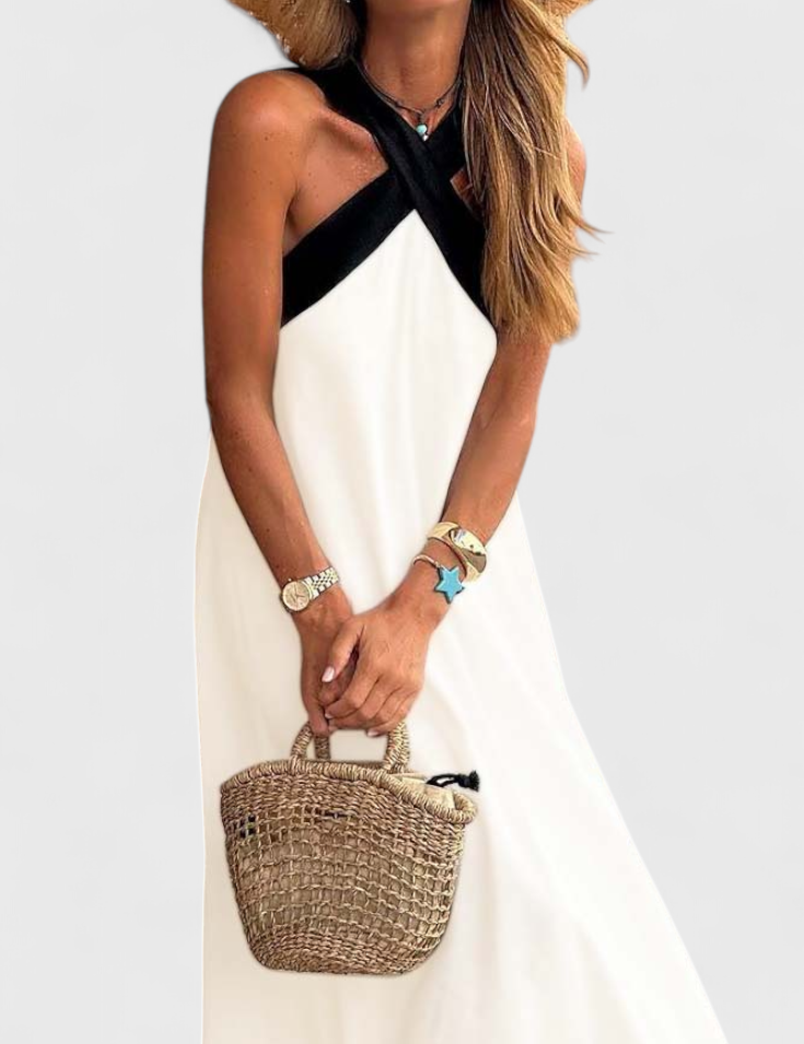 Edith Vestido de Cuello Cruzado con Espalda Descubierta