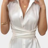 Meryl Vestido Camisero con Botones y Lazo Ajustable