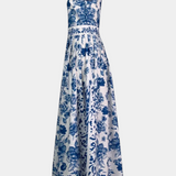 Shante Vestido A-Line Estampado Floral con Cuello Solapa