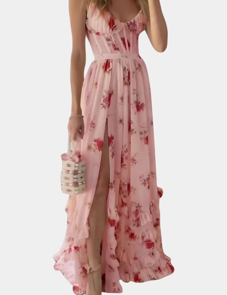 Luna Vestido Maxi Corsé Floral