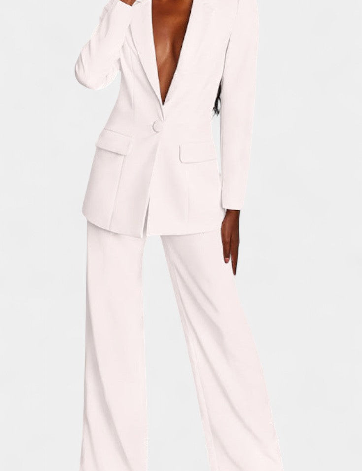 Marnie Conjunto de Blazer a Medida y Pantalones de Pierna Ancha