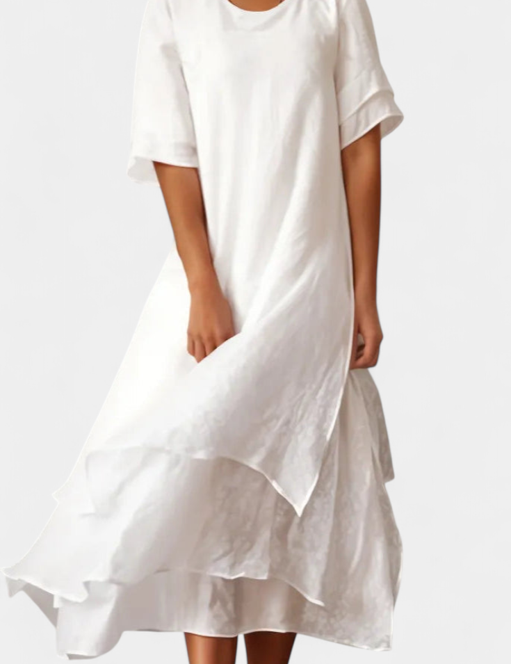 Eloise Vestido de Algodón en Capas Elegante