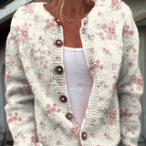 Monika | Chaqueta de punto color crema con pequeñas rosas