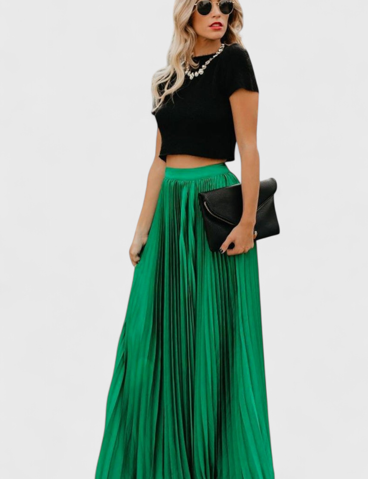 Mila Falda Larga Plisada de Talle Alto