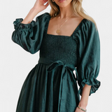 Petra Vestido de Dos Niveles con Cuerpo Fruncido y Mangas Abullonadas