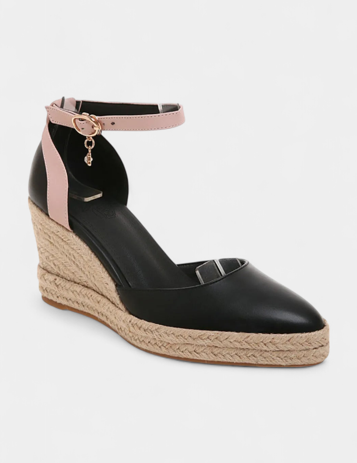 Dominga Sandalias de Cuña Estilo Espadrille con Tiras de Yute al Tobillo