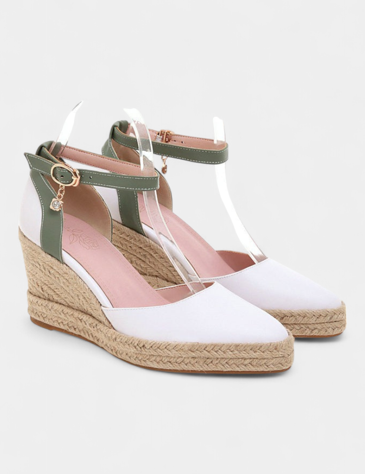Dominga Sandalias de Cuña Estilo Espadrille con Tiras de Yute al Tobillo