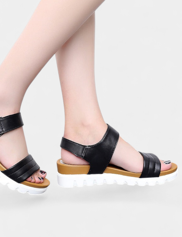 Clotide Sandalias de Plataforma Casual con Doble Correa y Hebilla Ajustable