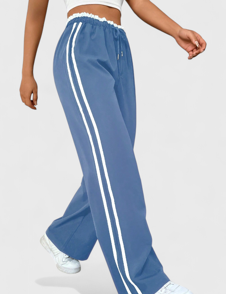 Alanys Pantalón Deportivo de Pierna Ancha con Detalle Lateral