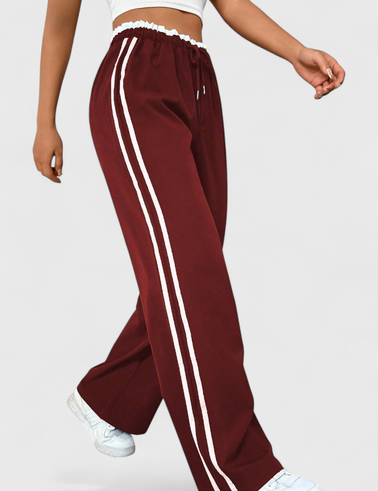 Alanys Pantalón Deportivo de Pierna Ancha con Detalle Lateral