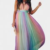 Gretchen Vestido de Rayas Multicolor con Escote en V