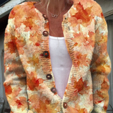 Andrea | Chaqueta de punto con un patrón de hojas otoñales