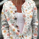 Greta | Chaqueta de punto con delicado estampado de flores en acuarela