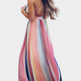 Gretchen Vestido de Rayas Multicolor con Escote en V