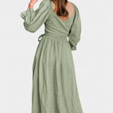 Petra Vestido de Dos Niveles con Cuerpo Fruncido y Mangas Abullonadas