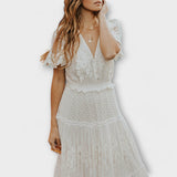 Helena - Vestido midi con encaje y escote en V