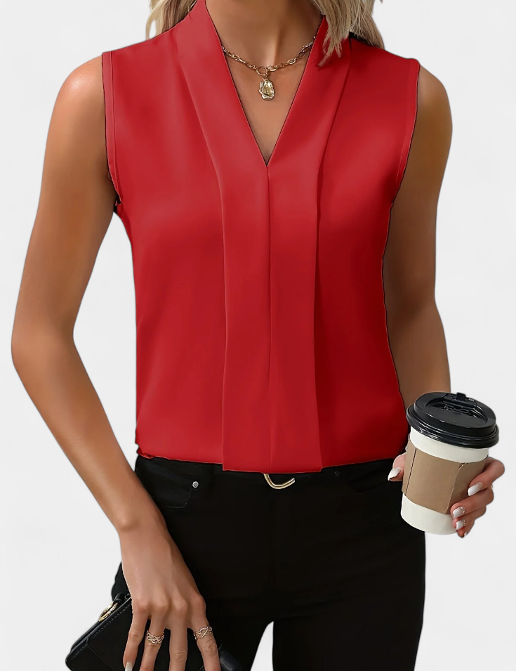 Nele Blusa Sin Mangas con Escote en V y Corte Fluido