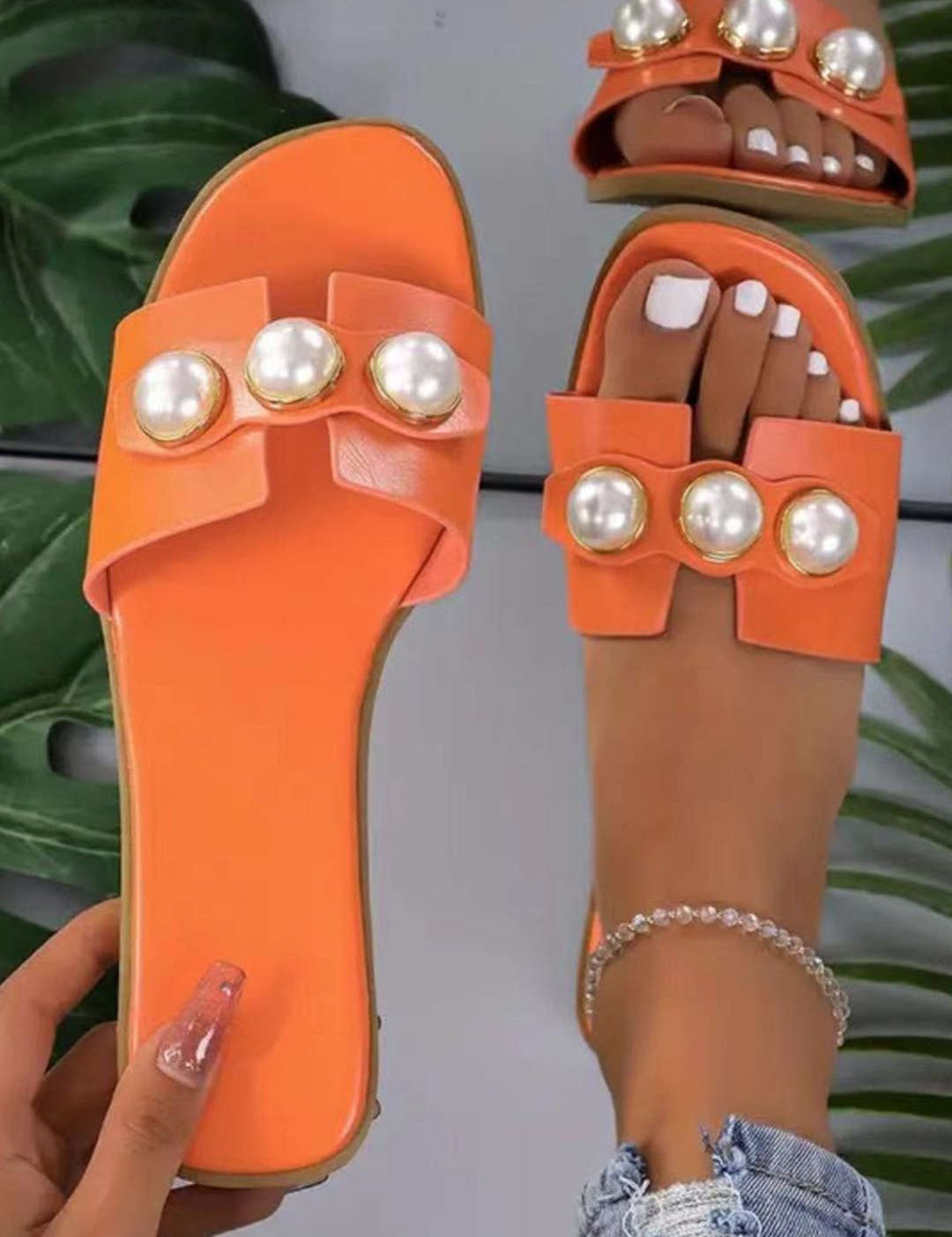 Zapatillas Planas de Perlas