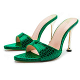 Sandalias de tacón alto con punta abierta y sin correa en el tobillo