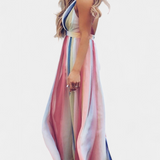 Gretchen Vestido de Rayas Multicolor con Escote en V