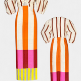 Alison Vestido Suave con Escote Frontal y Mangas Abullonadas