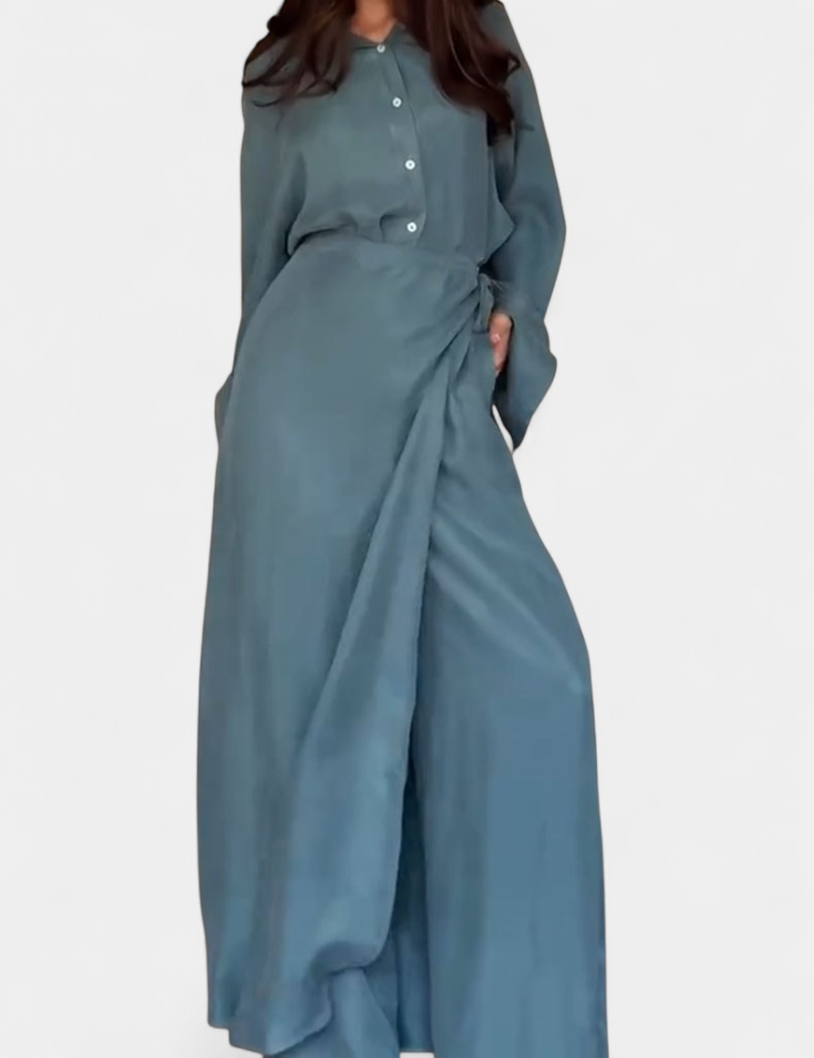 Marisol Conjunto Casual de Camisa Suelta y Pantalón Falda