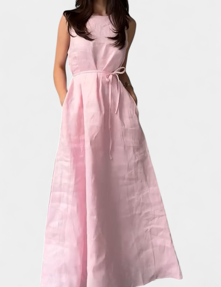 Rosetta Vestido Suave sin Mangas con Lazo Ajustable