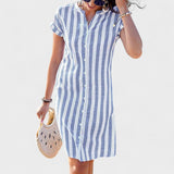 Martina - Vestido camisero de rayas elegante