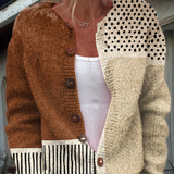 Renate | Chaqueta de punto patchwork en marrón y crema
