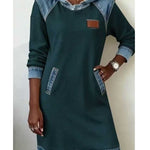 Vestido sudadera con capucha de efecto vaquero Azahara, detalle 1