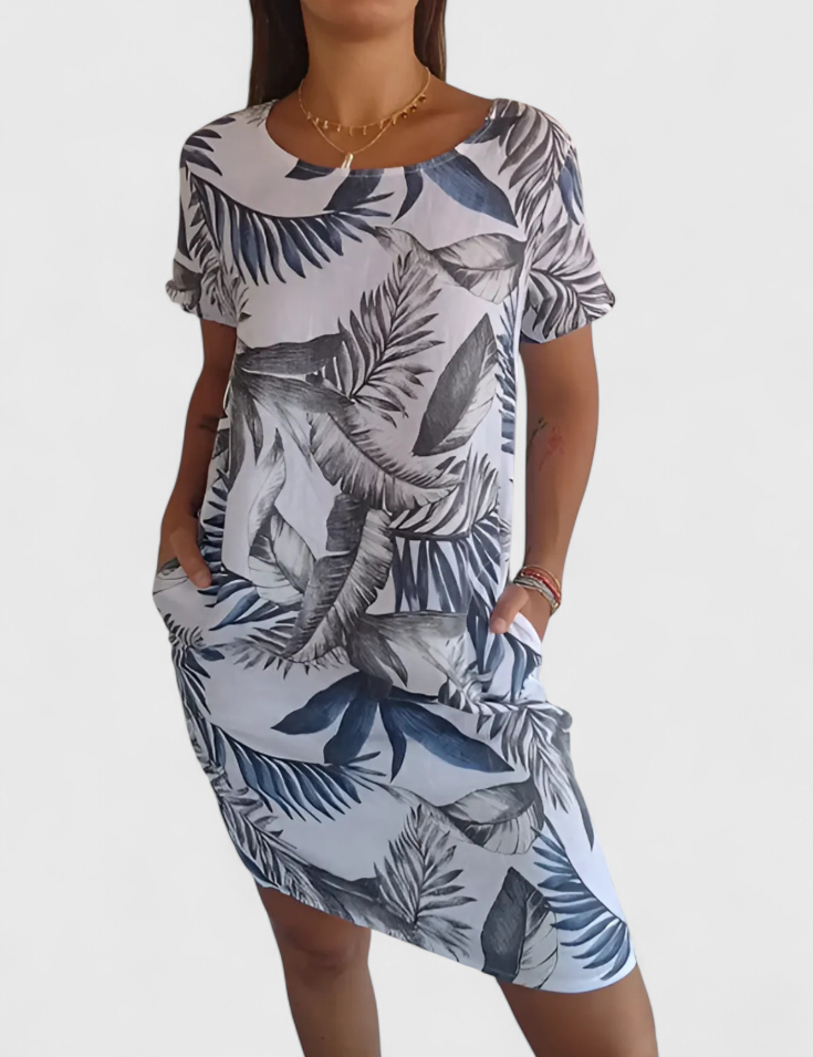 Tereza Vestido Cómodo de Cuello Redondo