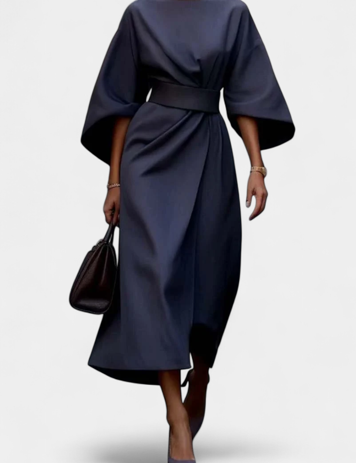 Micaela Vestido Midi de Manga Lantern