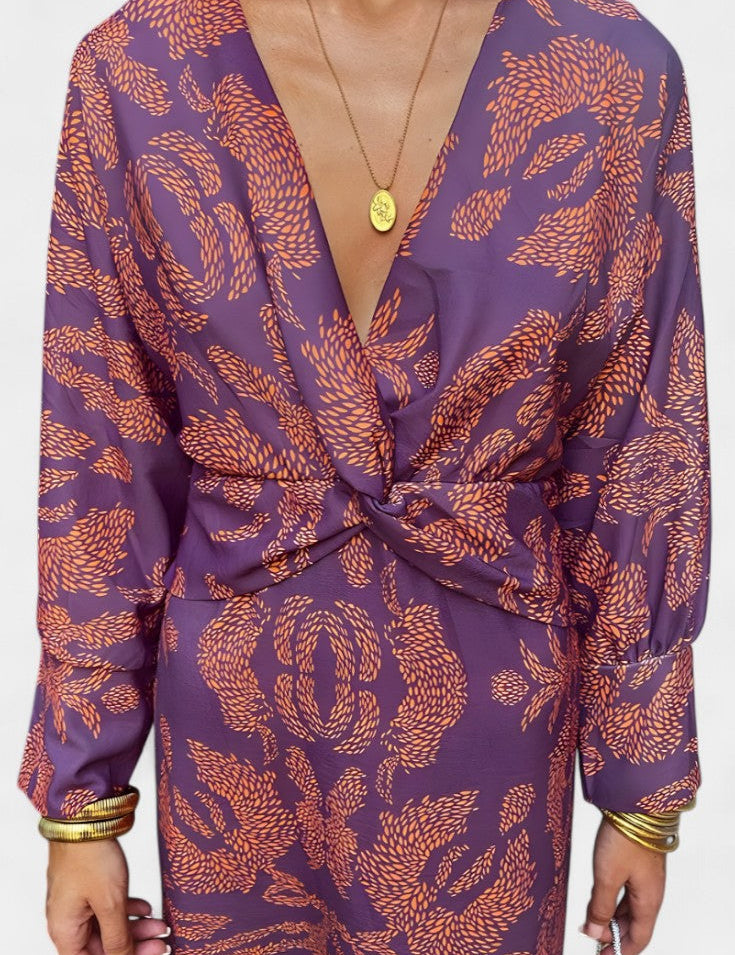 Elara Vestido Suave con Escote en V y Nudo