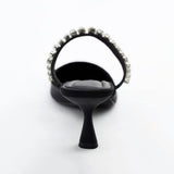 Sandalias de tacón alto con punta afilada adornadas con strass