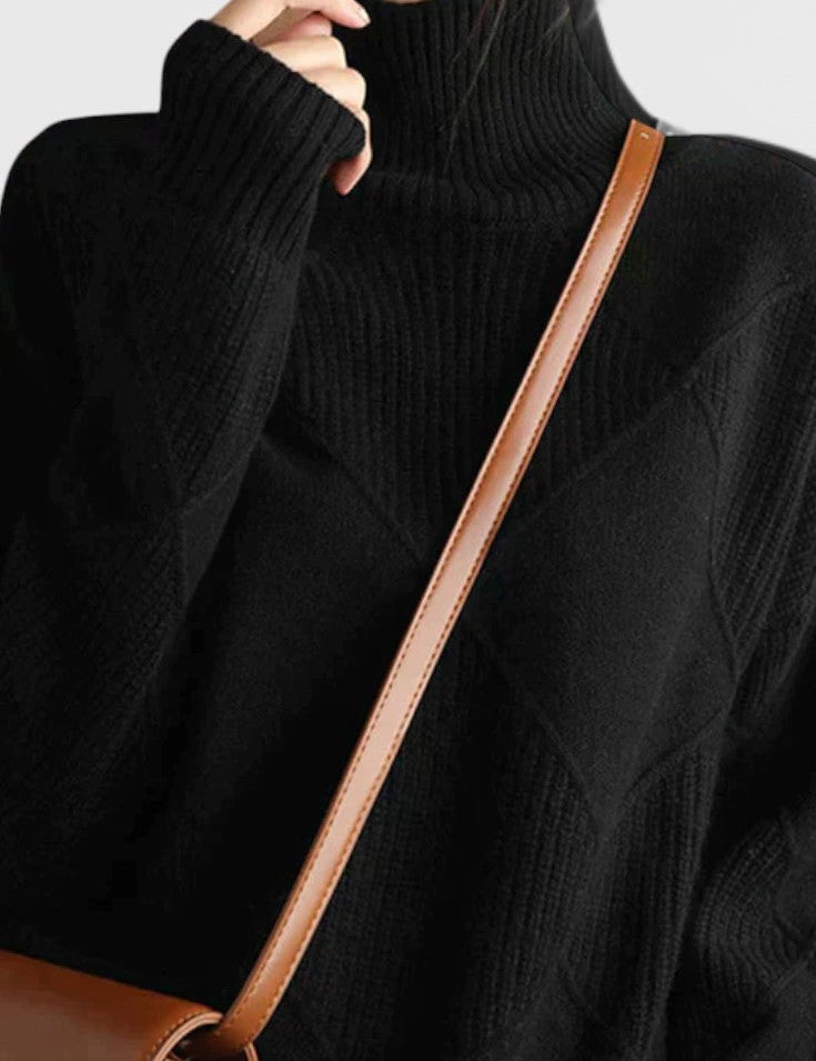 Jasmine Jersey de Cuello Alto de Cachemira