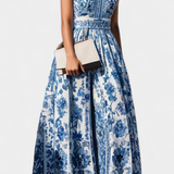 Shante Vestido A-Line Estampado Floral con Cuello Solapa