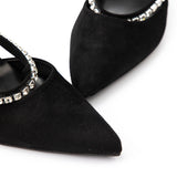 Sandalias de tacón alto con punta afilada adornadas con strass