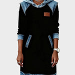 Vestido sudadera con capucha de efecto vaquero Azahara, detalle 3