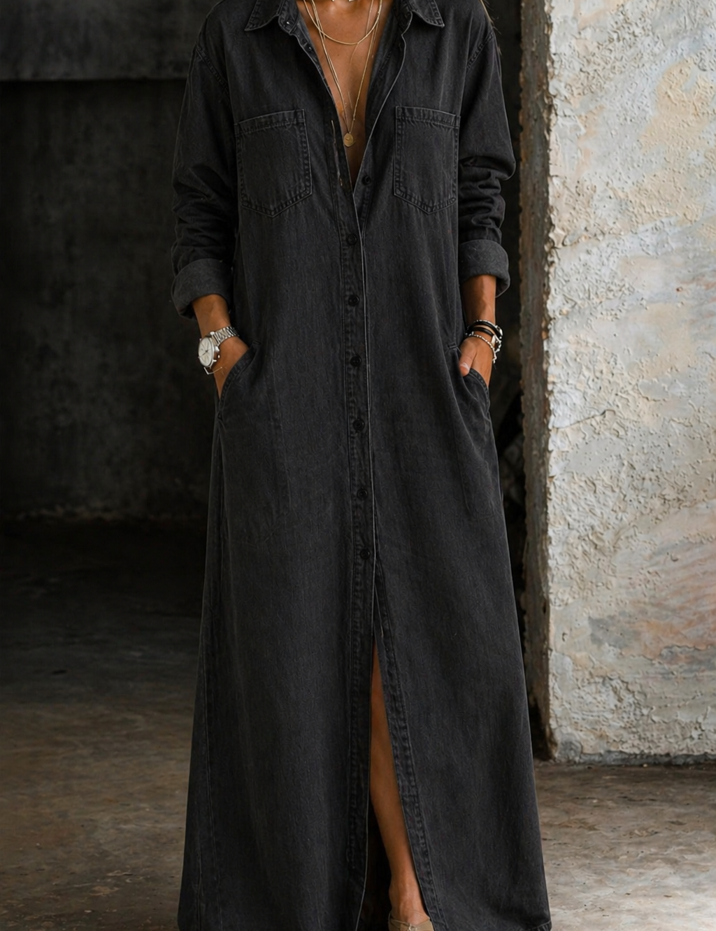 Vestido vaquero de botones Rosaura, detalle 1