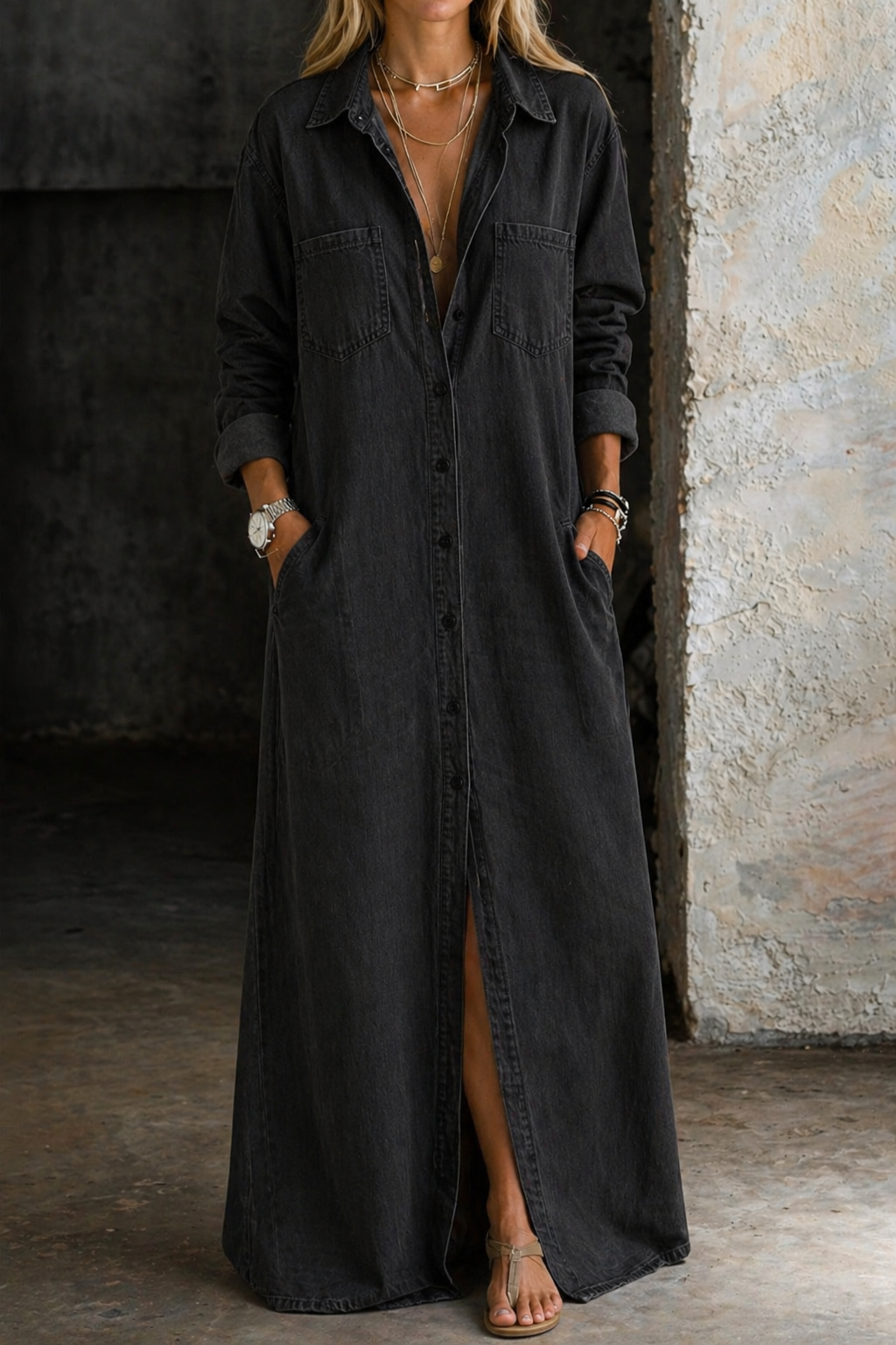 Vestido vaquero de botones Rosaura, detalle 1