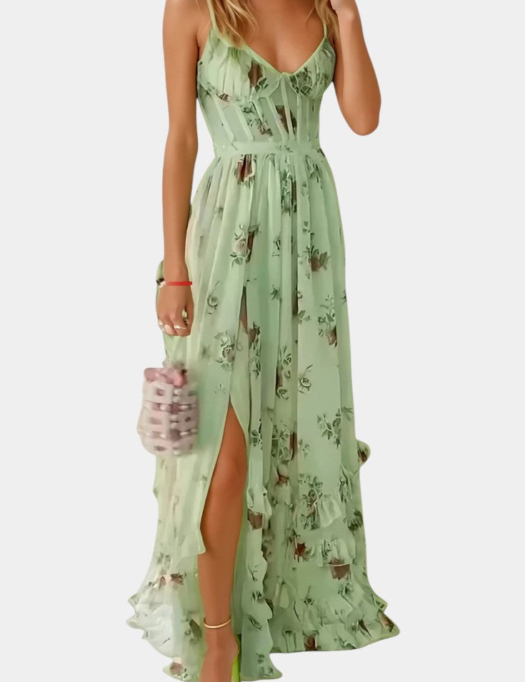 Luna Vestido Maxi Corsé Floral